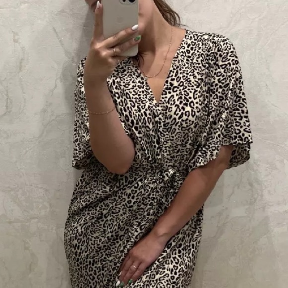 New Bohemian Leopard Kimono Duster Jacket Robe Swim Cover Up Wrap - Picture 5 of 17
